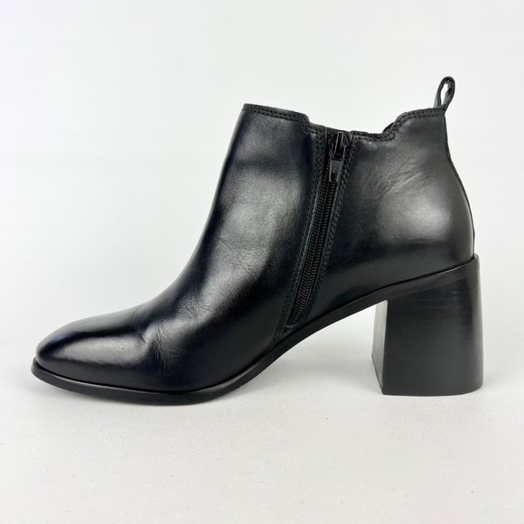 Lucky Brand Womens Debruh Black Leather Heeled Bootie Chunky Ankle Boots size 10 - Picture 7 of 16